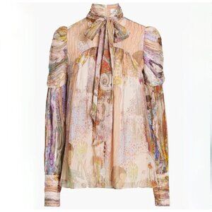 Zimmermann Pastel Floral High-Neck Blouse